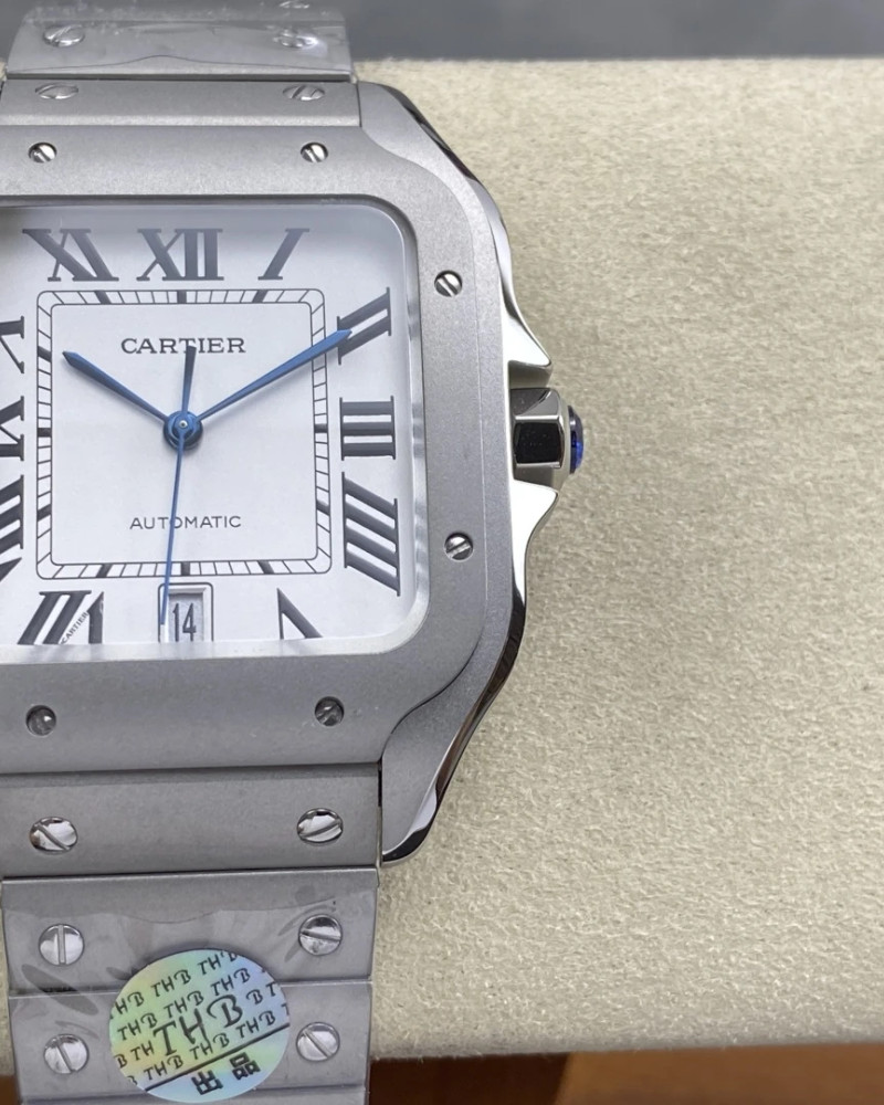 Cartier Santos De Cartier White Dial Steel Case On Steel Bracelet