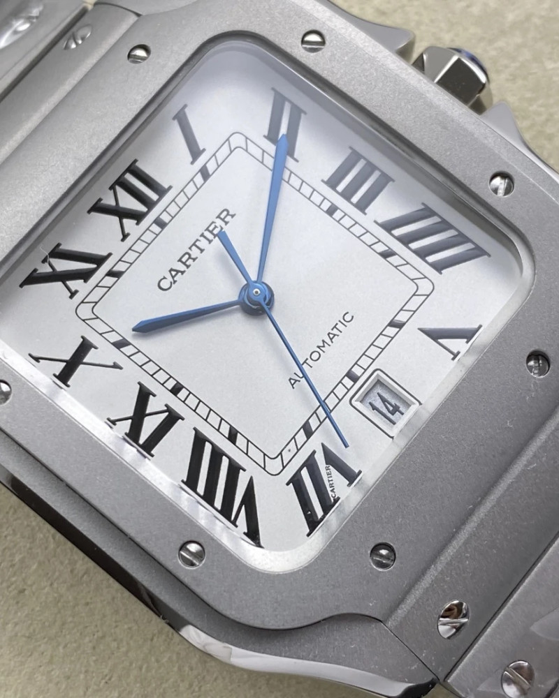 Cartier Santos De Cartier White Dial Steel Case On Steel Bracelet