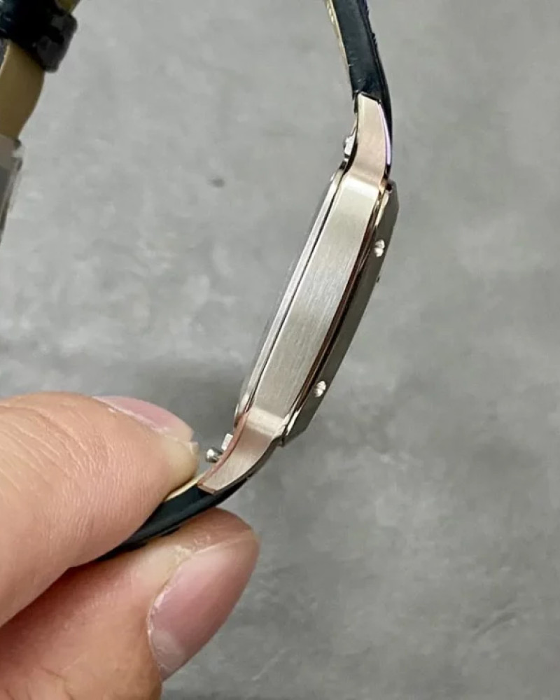 Cartier Santos-Dumont Large Steel White Dial On Leather Strap