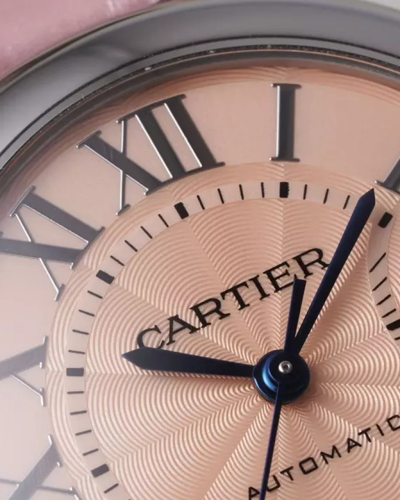 Cartier Ballon Bleu De Cartier Steel Pink Dial On Pink Leather Strap