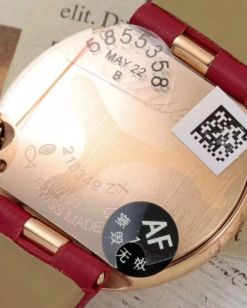 Cartier Ballon Blanc De Cartier Rose Gold White Dial On Red Satin Strap
