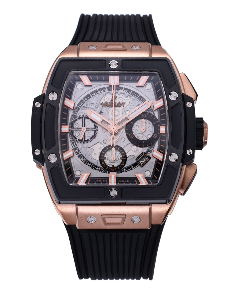 Hublot Spirit of Big Bang Skeleton White Dial Rose Gold Ceramic Bezel On Rubber Strap