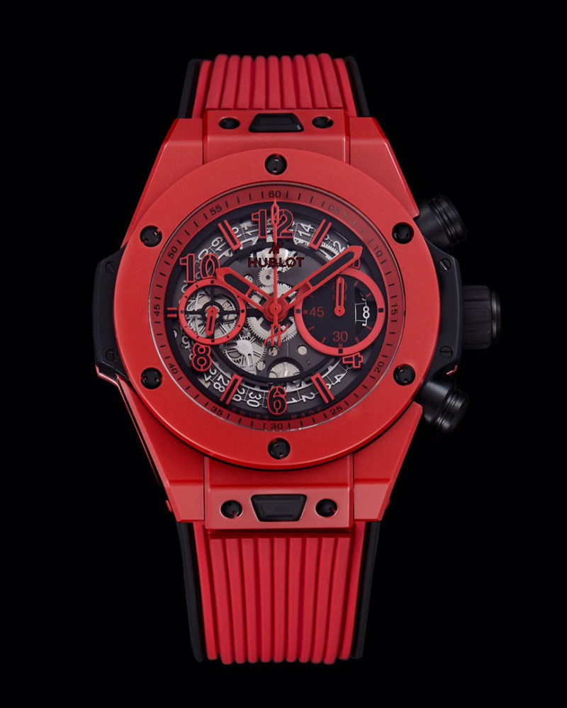 Hublot Big Bang Unico Skeleton Dial Red Ceramic Bezel On Rubber Strap