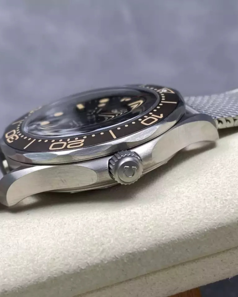Omega Seamaster Diver 300M 007 Edition Brown Dial Titanium Bezel On Mesh Bracelet