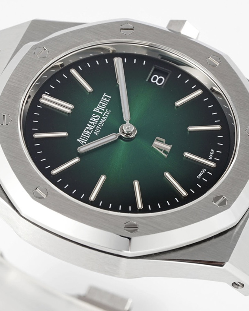 Audemars Piguet Royal Oak Jumbo Green Dial Steel Bezel On Steel Bracelet