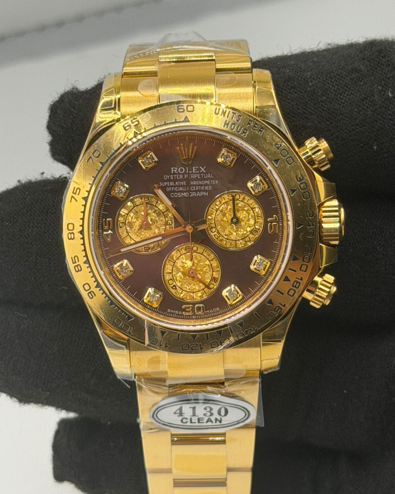 Rolex Oyster Perpetual Cosmograph Daytona Yellow Gold Brown Diamond Dial On Oyster Bracelet