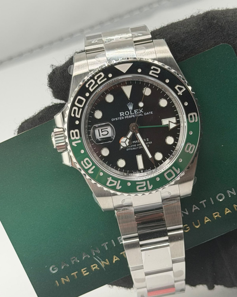 Rolex Oyster Perpetual Date GMT-Master II "Sprite" Black Dial Black Green Ceramic Bezel On Oyster Bracelet