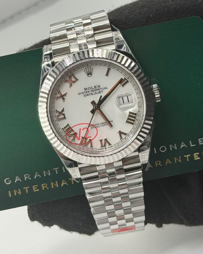 Rolex Oyster Perpetual Datejust White Dial Fluted Bezel On Jubilee Bracelet