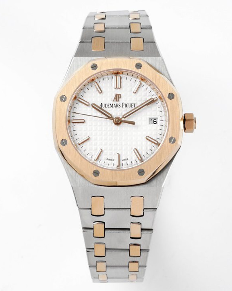 Audemars Piguet Royal Oak Lady White Dial Two-Tone Rose Gold Bezel On Steel/Rose Gold Bracelet