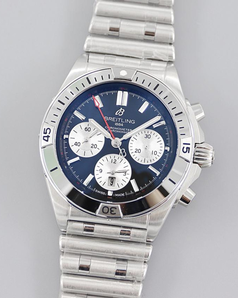 Breitling Chronomat B01 42 Blue Dial Steel Bezel On Steel Bracelet