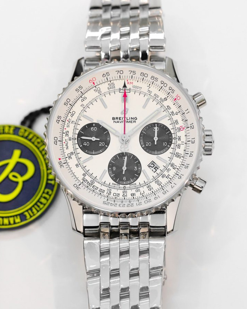 BREITLING Breitling Navitimer Panda Dial Steel Bezel On Steel Bracelet